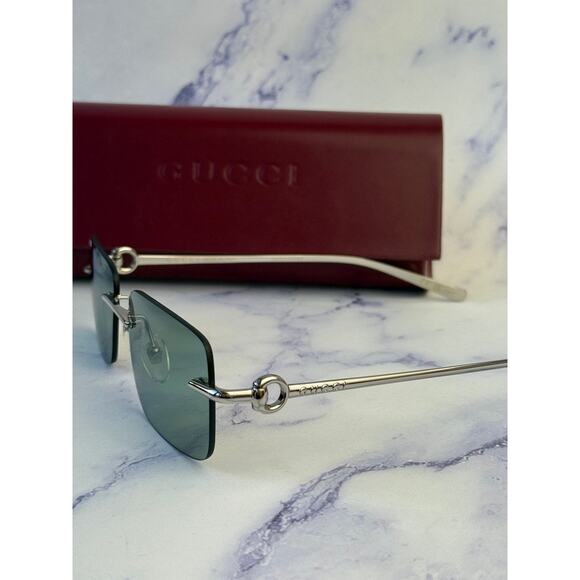NEW Gucci GG1703S Silver Mirror Rimless Unisex Sunglasses $625 main image 4